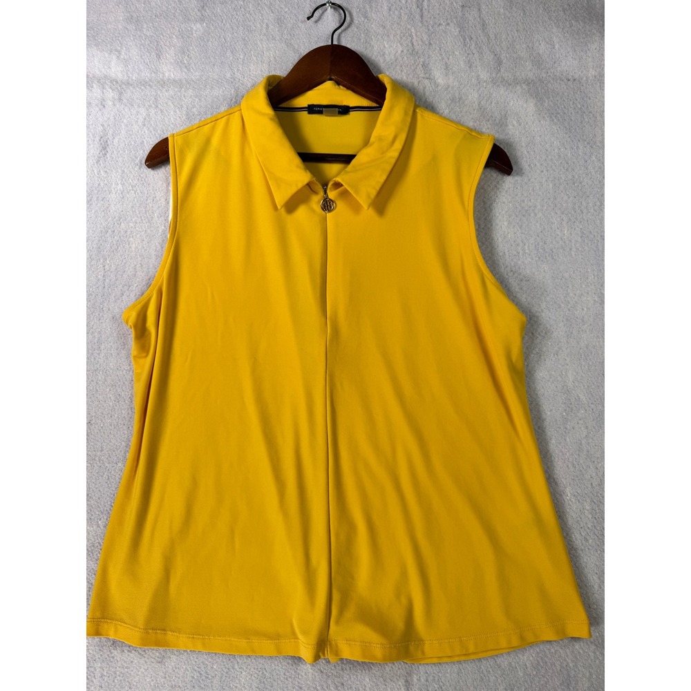 Tommy Hilfiger Womens XL Yellow Sleeveless Polo Shirt Quarter Zip Golf Top